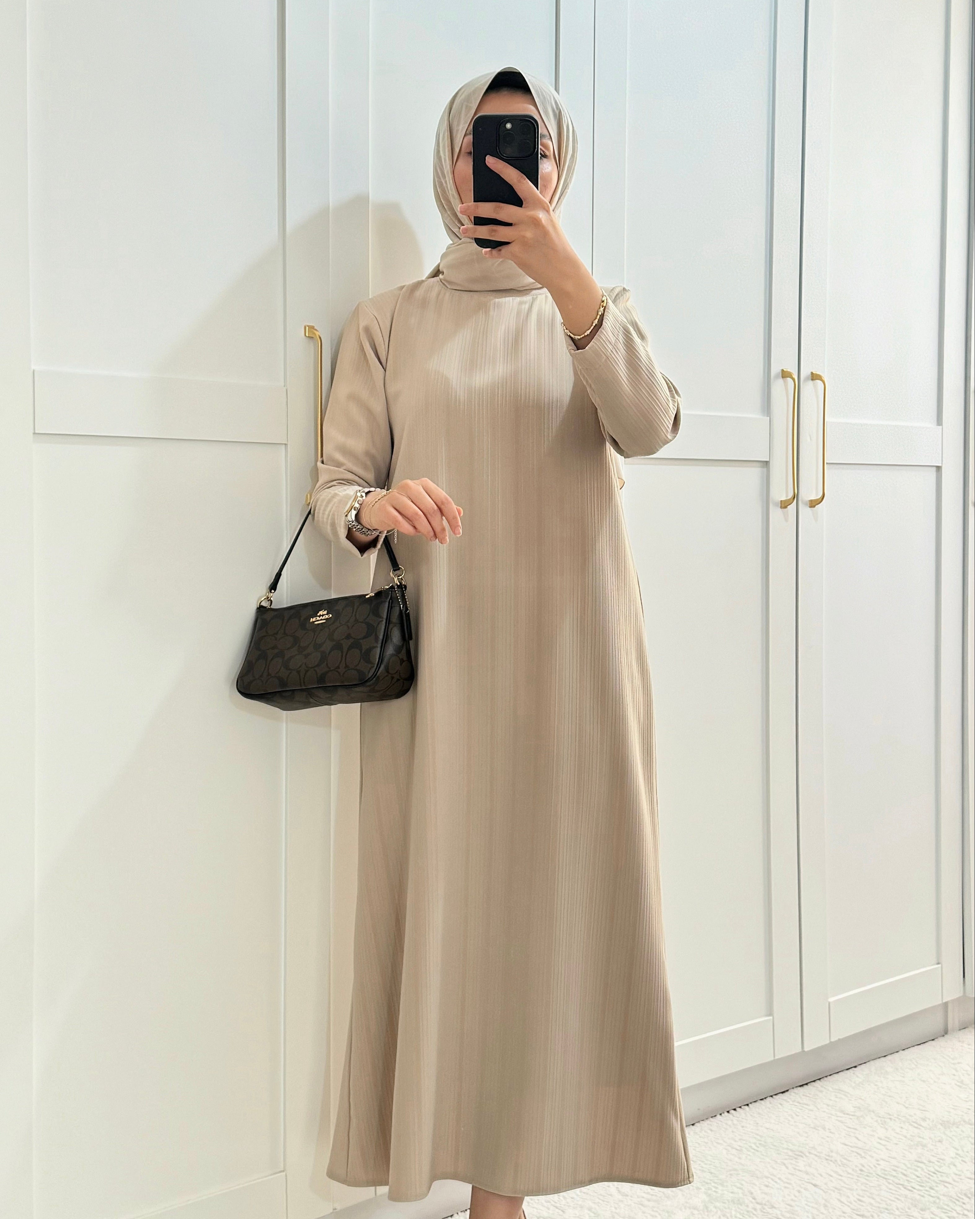 Bej Tesettür Elbise
