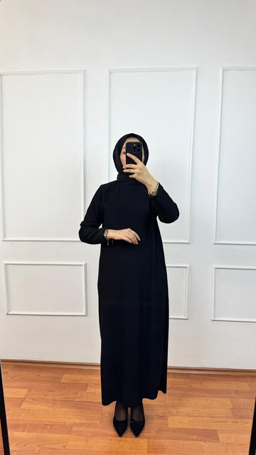 Siyah Fitilli Elbise