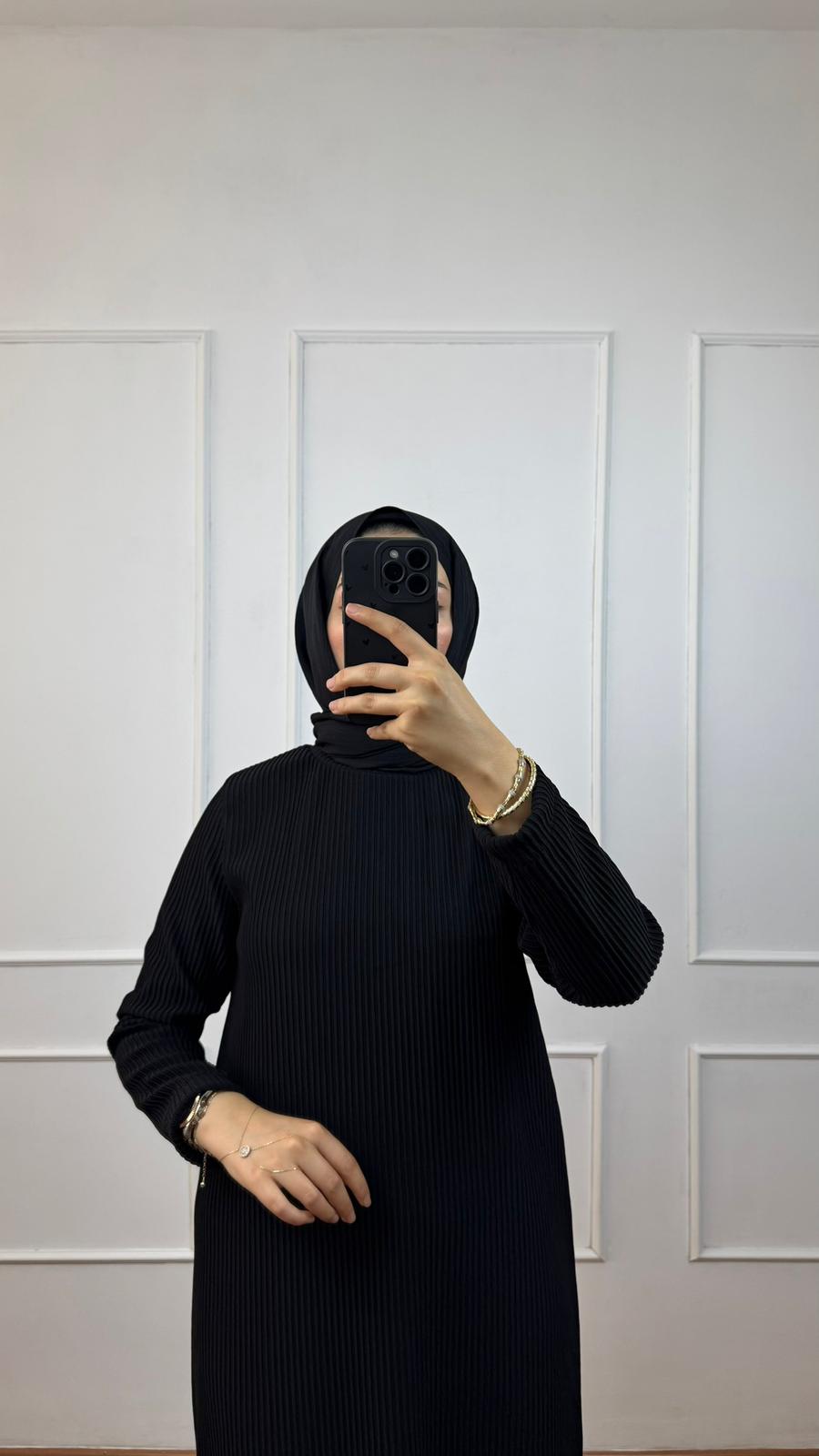 Siyah Fitilli Elbise