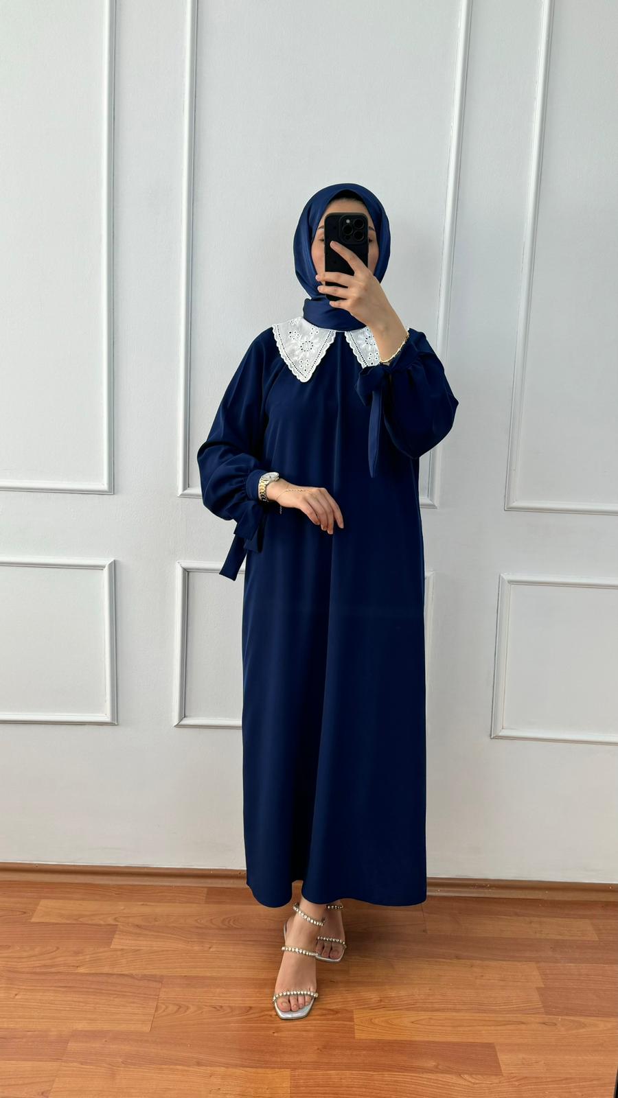 Lacivert Sare Elbise