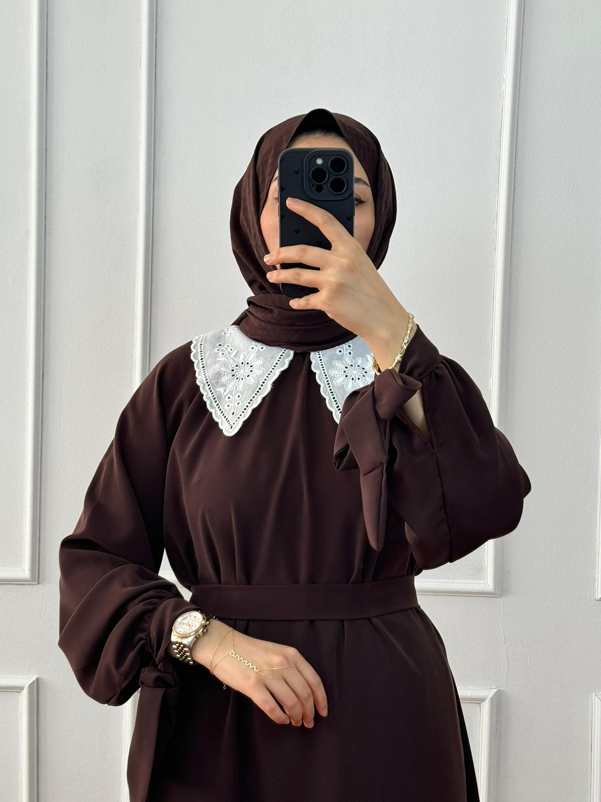 Kahverengi Sare Elbise