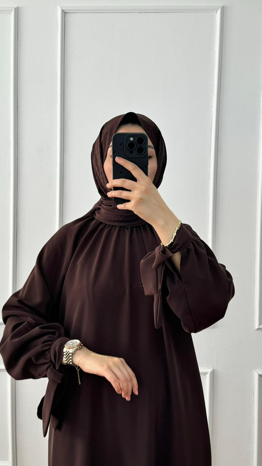 Kahverengi Sare Elbise