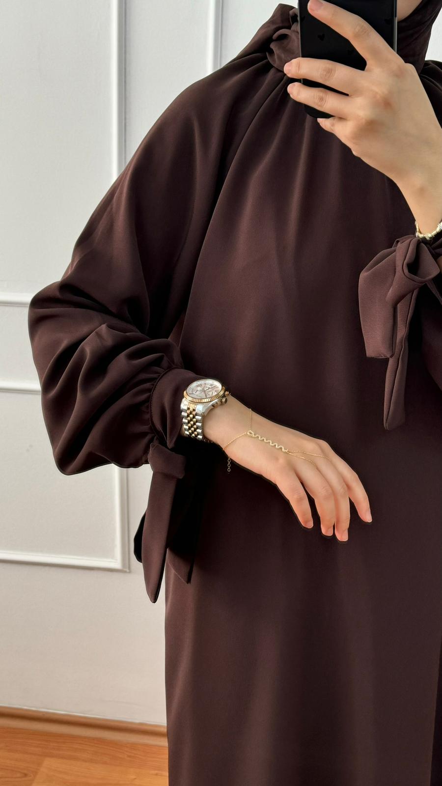 Kahverengi Sare Elbise