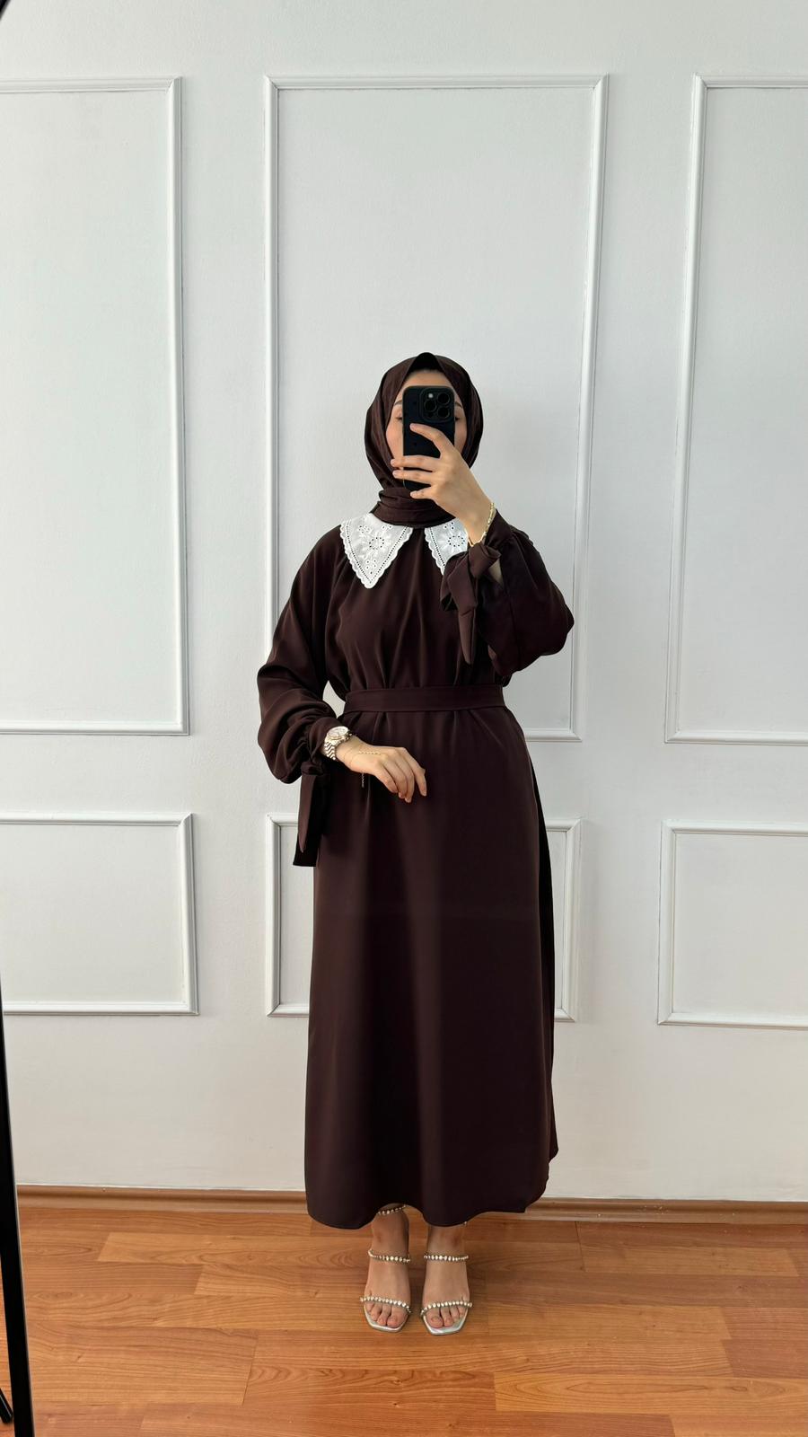 Kahverengi Sare Elbise