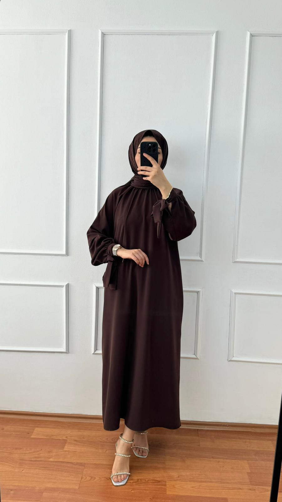 Kahverengi Sare Elbise
