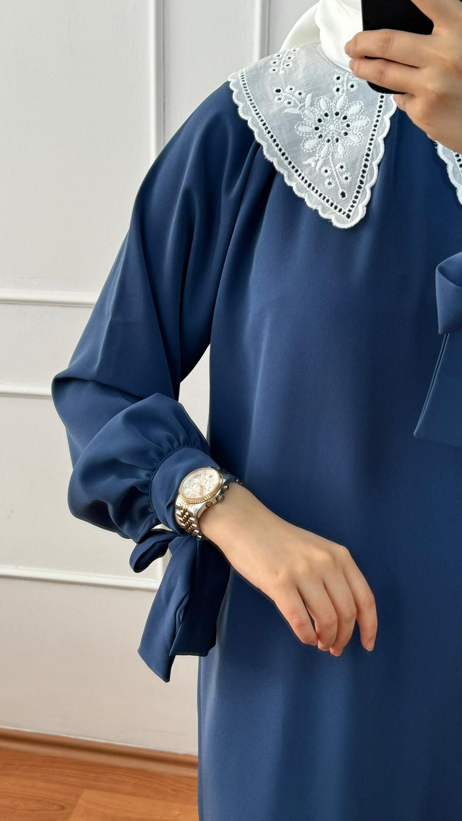 Tatlı Mavi Sare Elbise