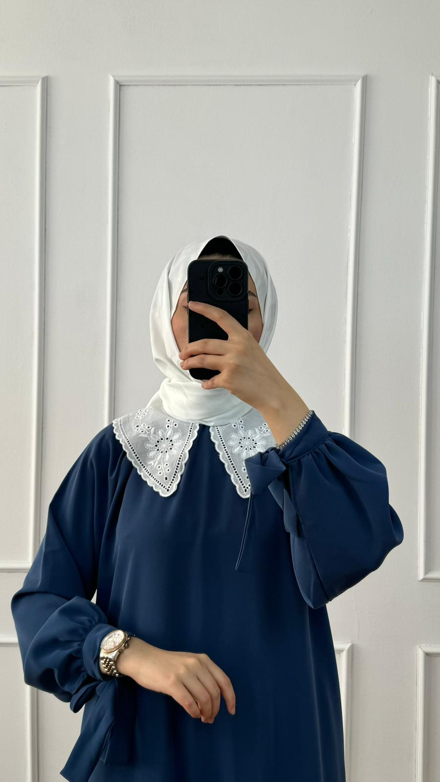 Tatlı Mavi Sare Elbise