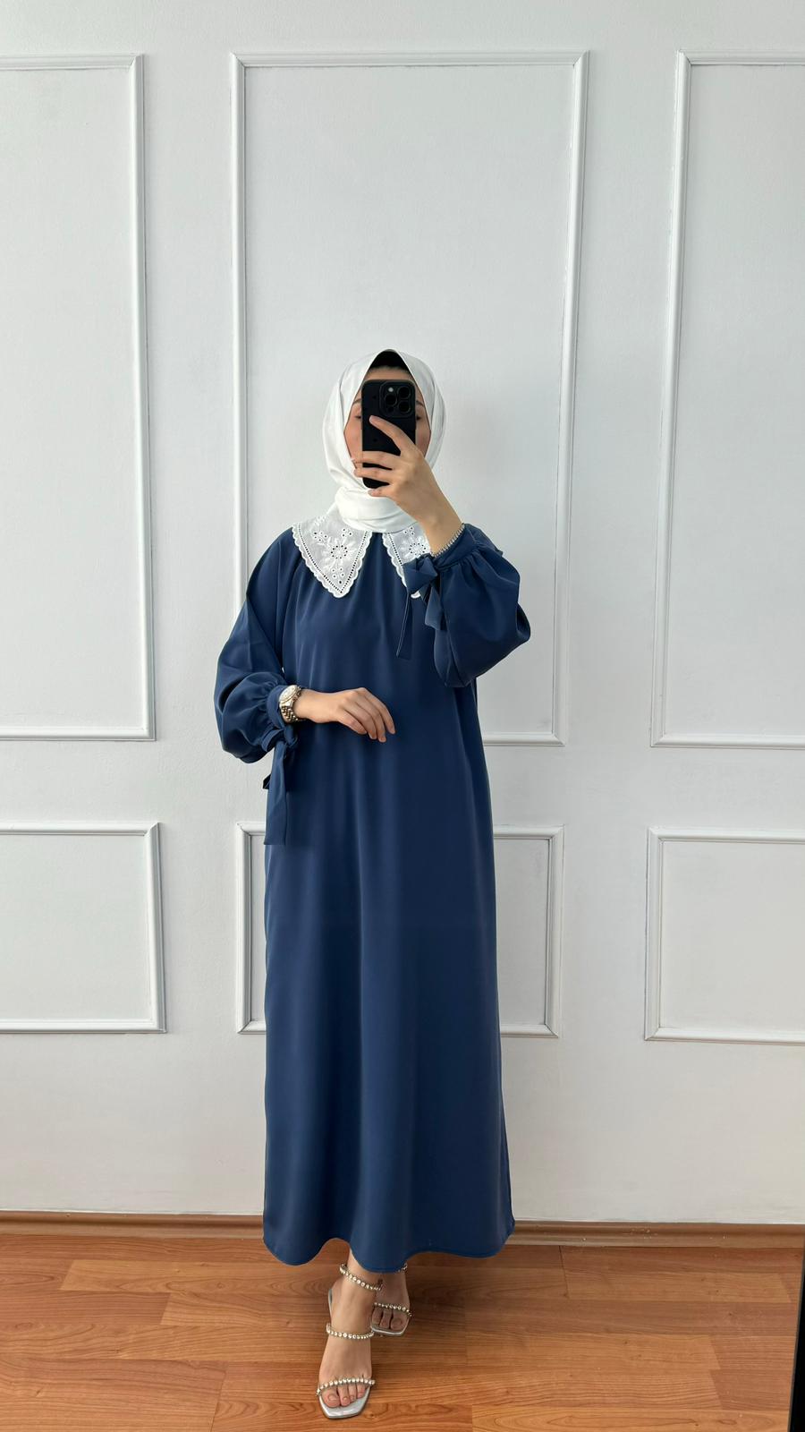 Tatlı Mavi Sare Elbise