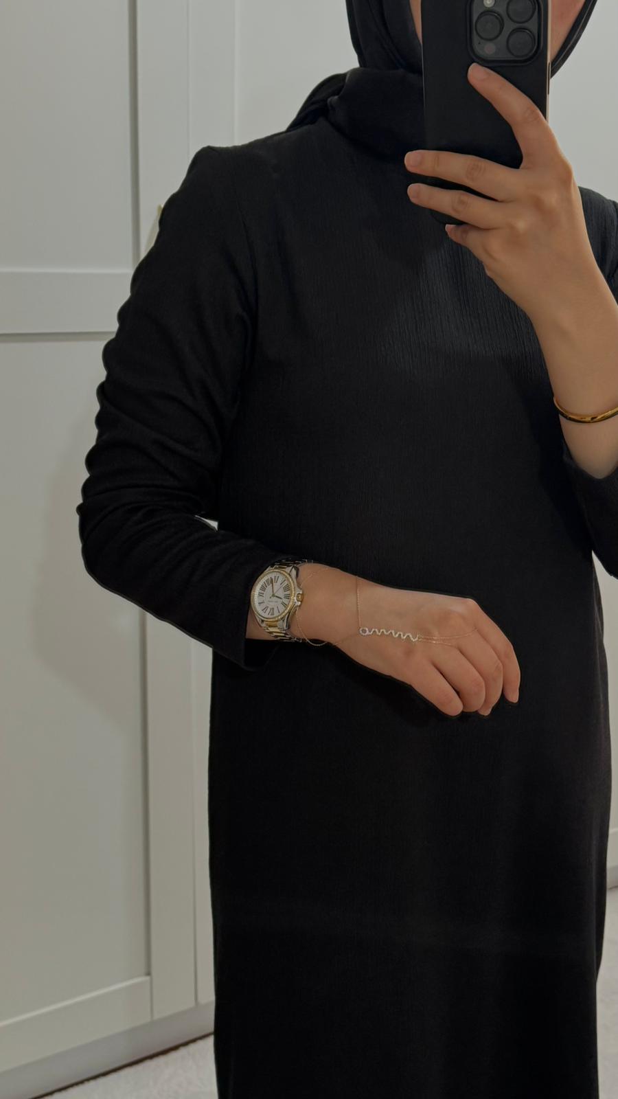 Siyah Kırınkıl Elbise