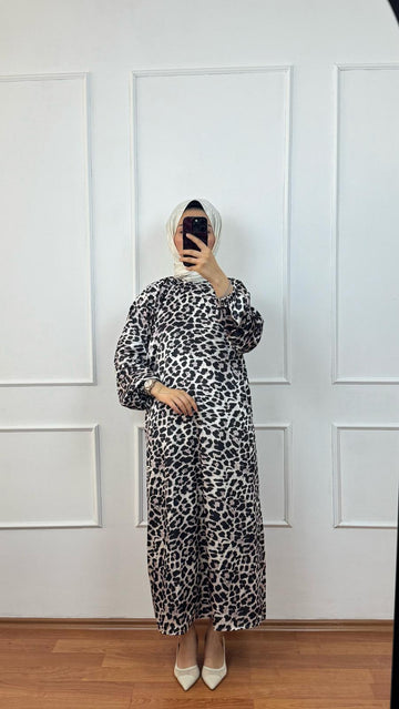 Siyah Leopar Elbise