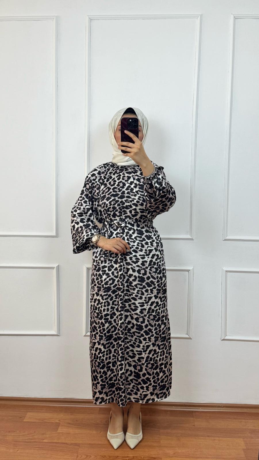 Siyah Leopar Elbise