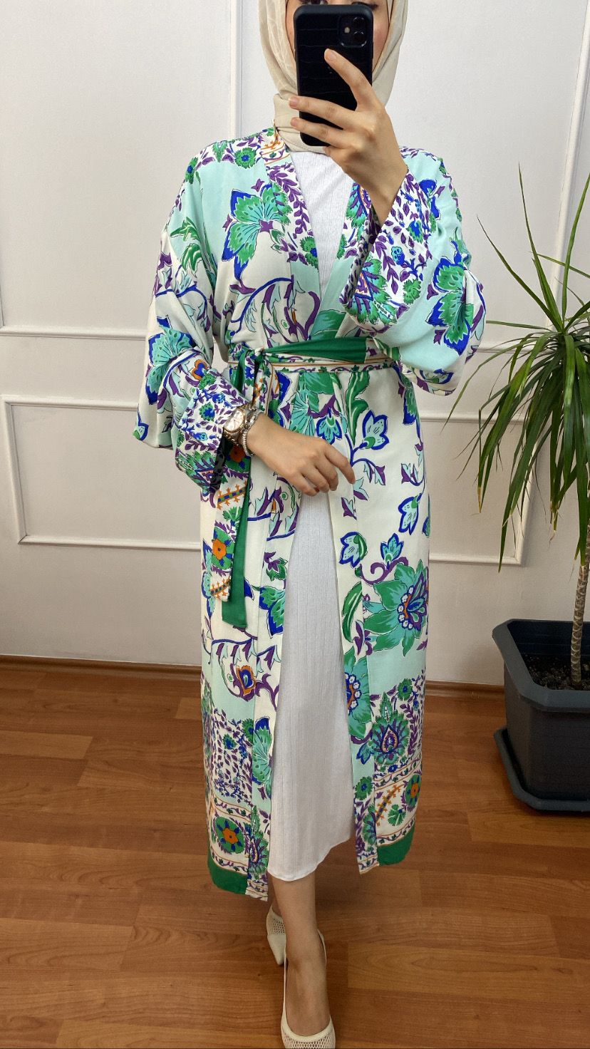 Yeşil Helin Kimono