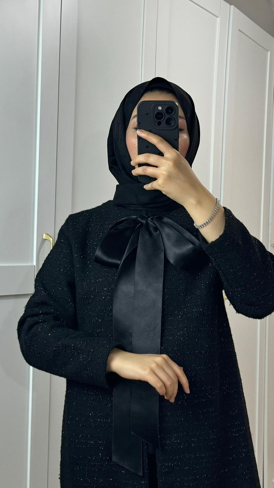 Siyah Simli Tüvit Ceket
