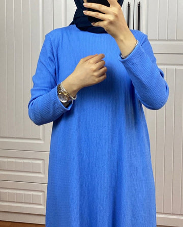 Mavi Kırınkıl Elbise