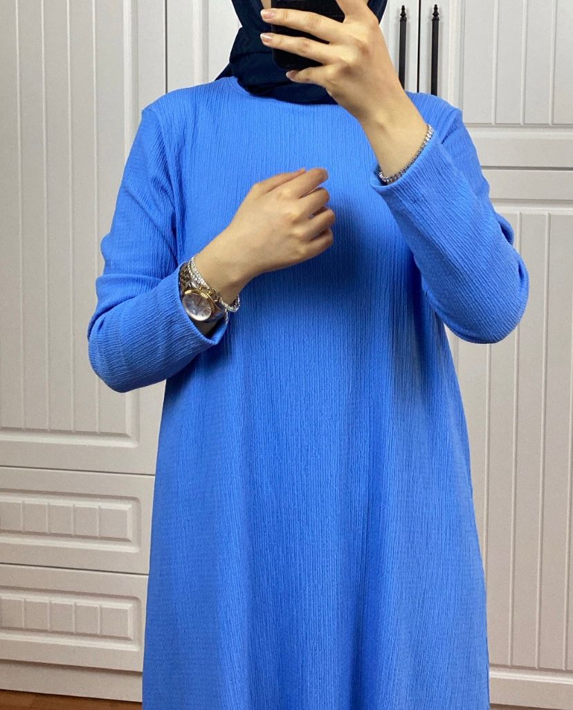 Mavi Kırınkıl Elbise