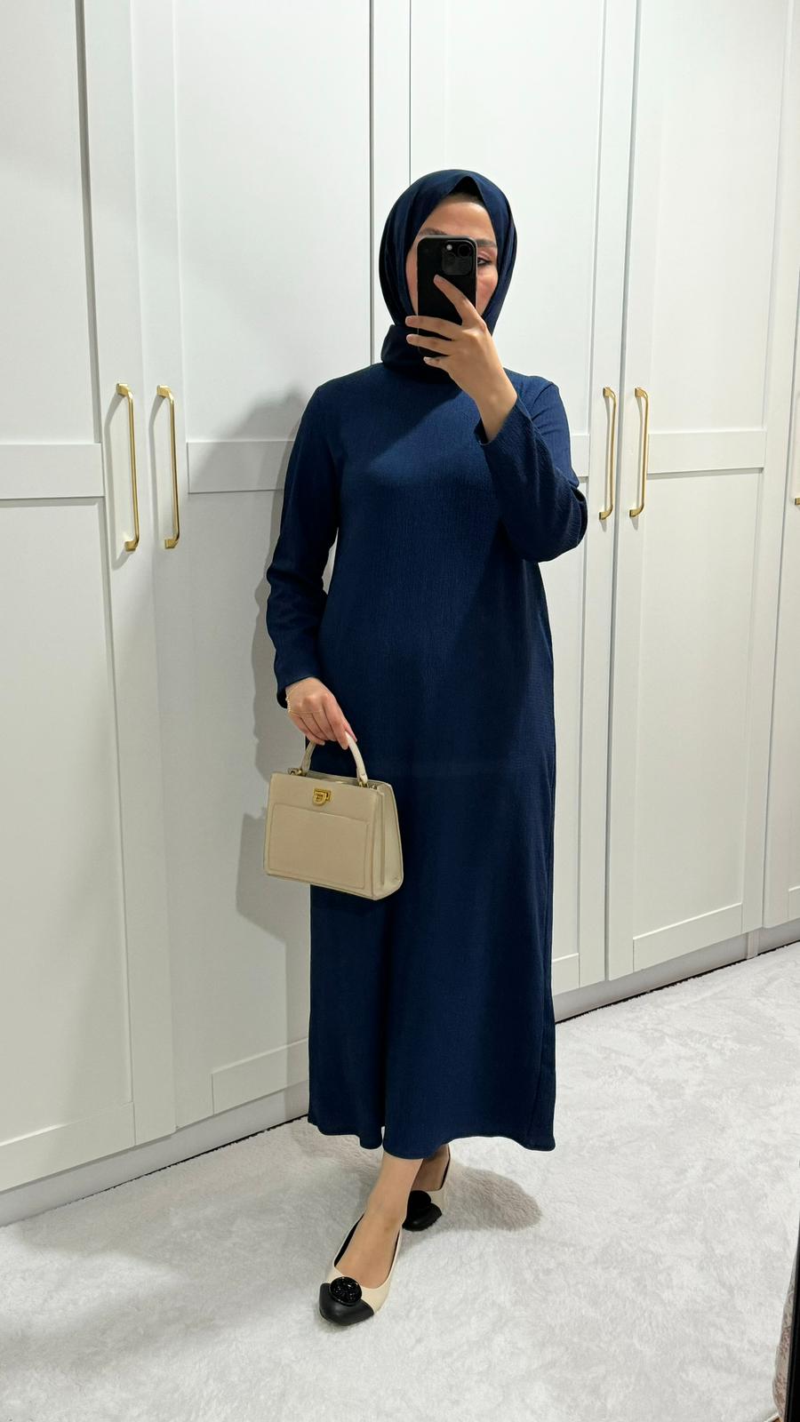 Mavi Kırınkıl Elbise