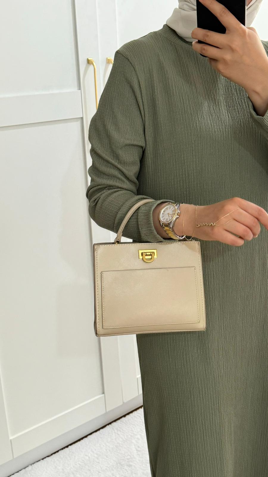 Badem Yeşili Kırınkıl Elbise