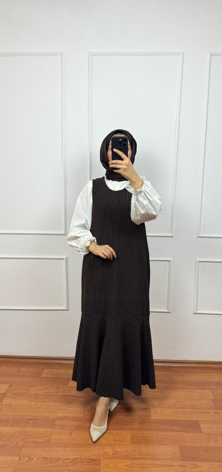 Kahverengi Jile Elbise