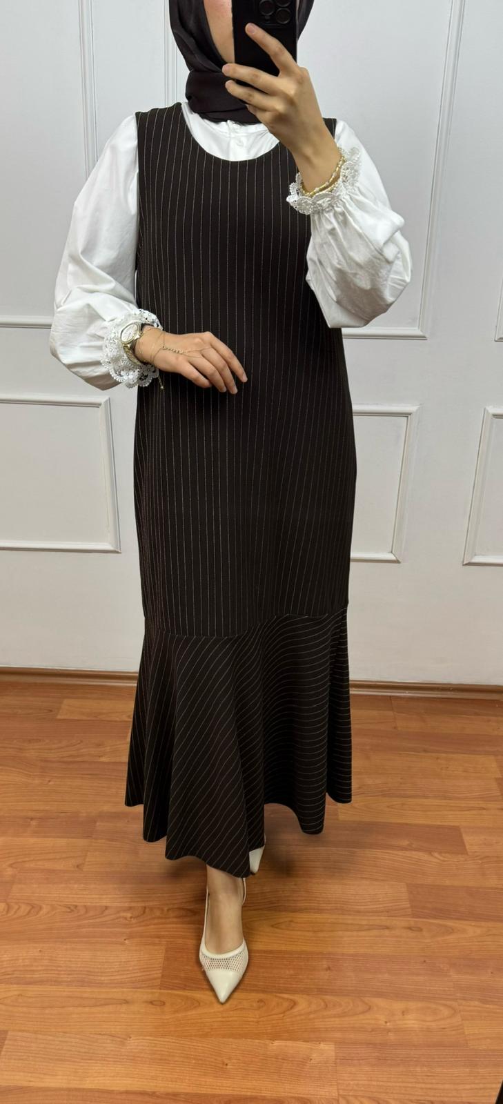 Kahverengi Jile Elbise