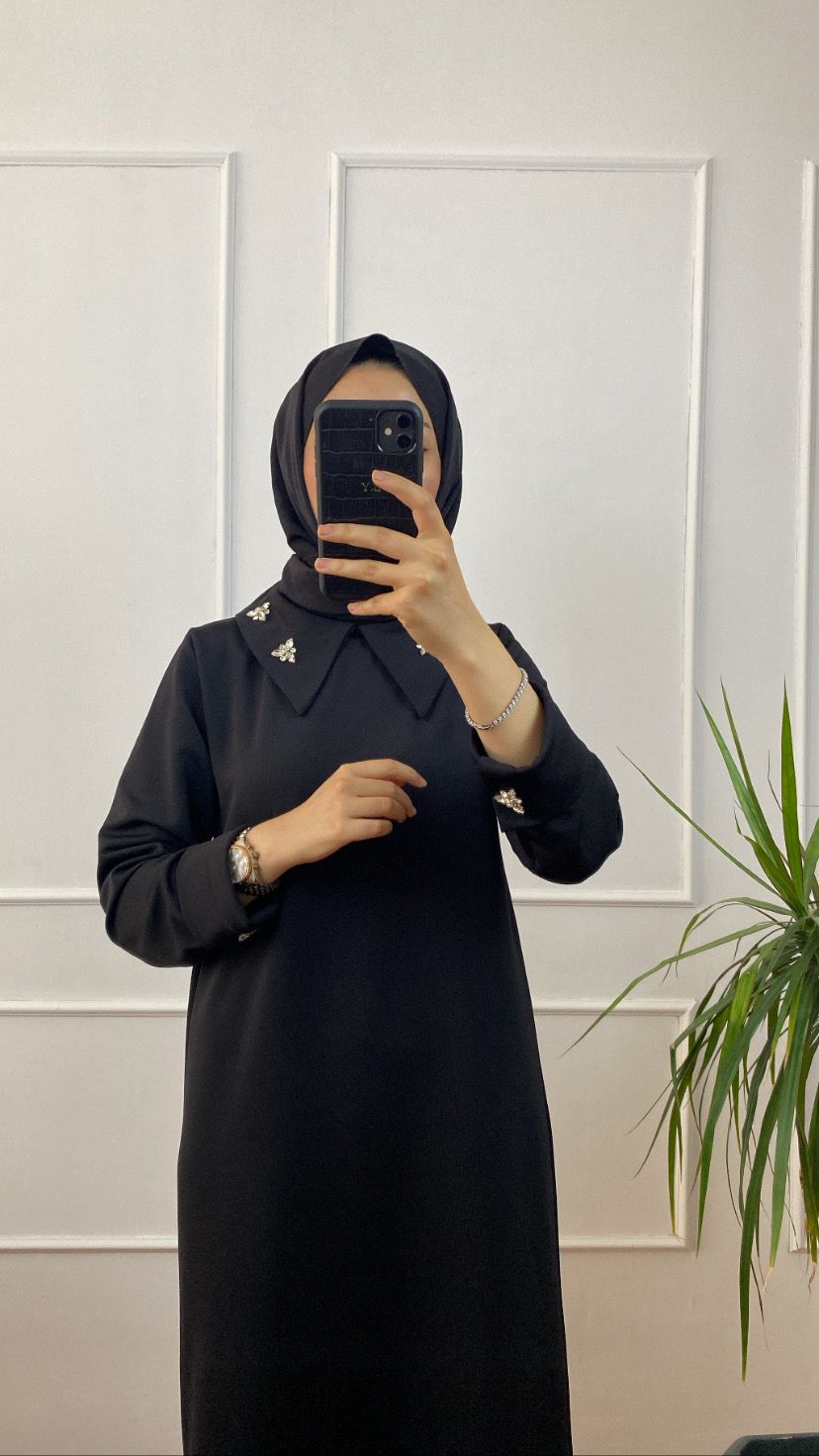 Siyah Hale Elbise