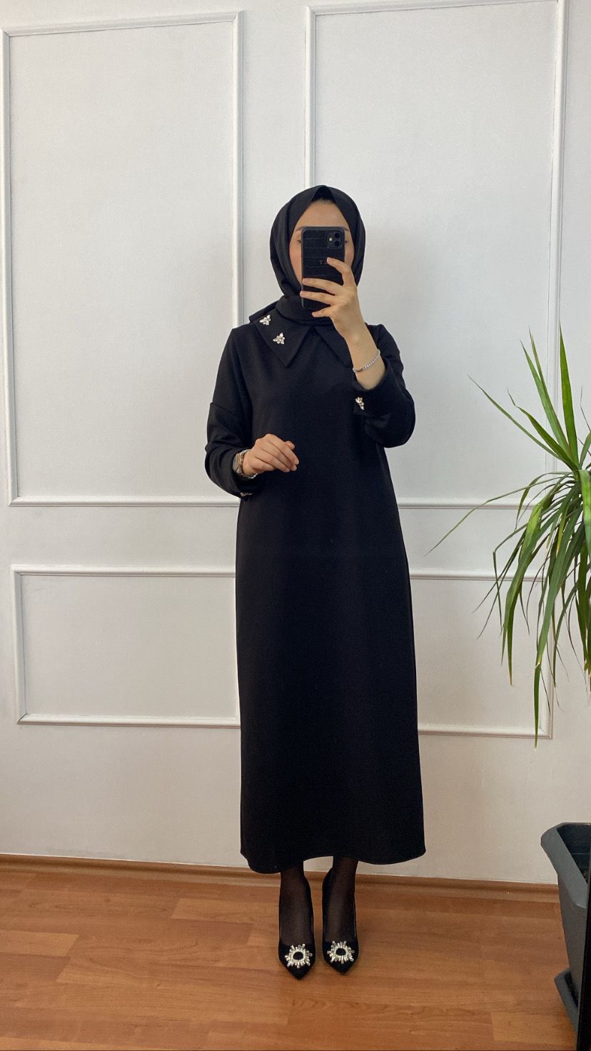 Siyah Hale Elbise