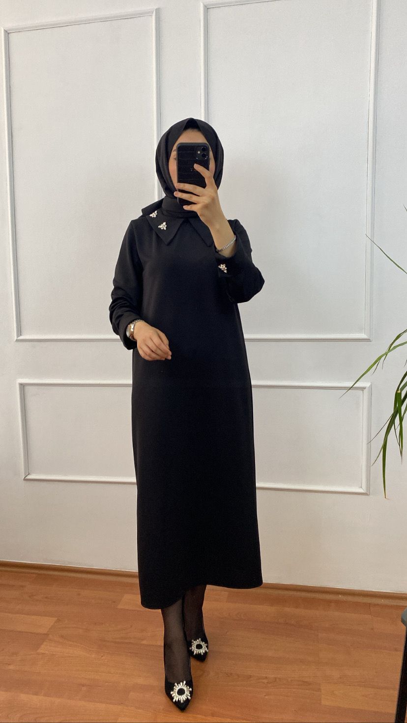 Siyah Hale Elbise