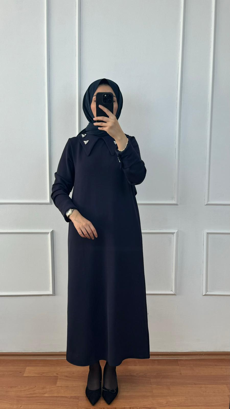 Lacivert Hale Elbise