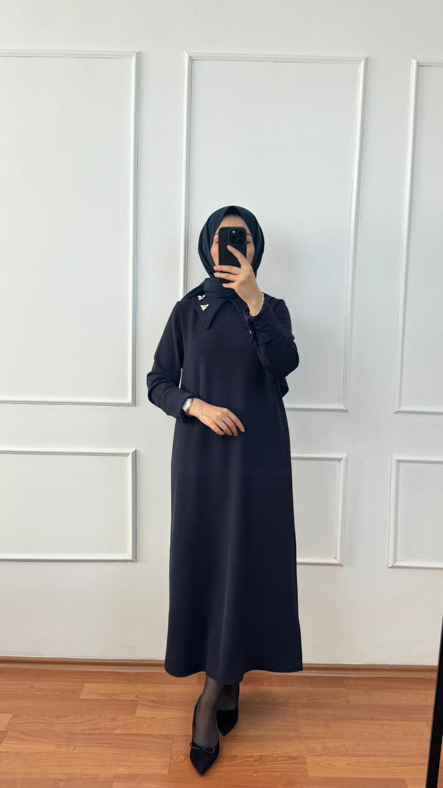 Lacivert Hale Elbise